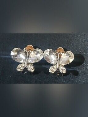 Vintage Crystal Butterfly Clip-Ons